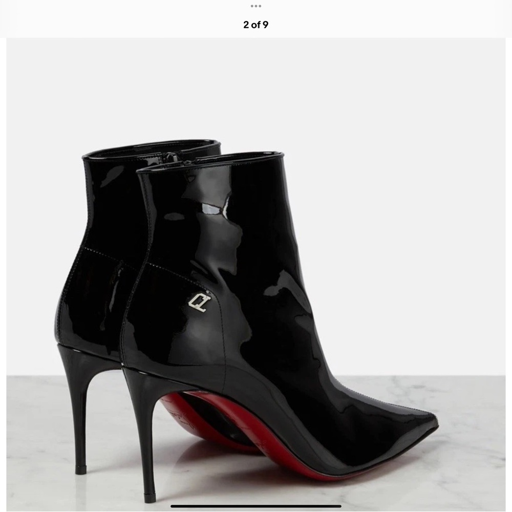 Christian Louboutin Black Patent Heeled Boots - Picture 2 of 7